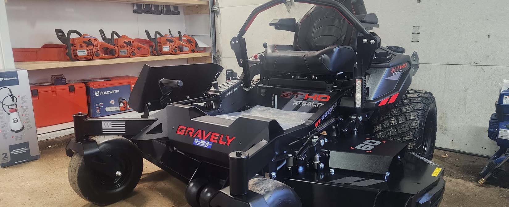 riding mower and chainsaws